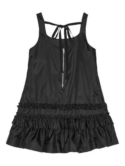 Ganni Zip-fastening Pocket Mini Dress In Black