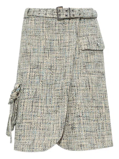 Ganni Women Tweed Midi Skirt In Multi