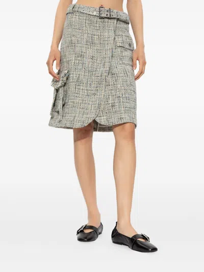 Ganni Women Tweed Midi Skirt In Multi