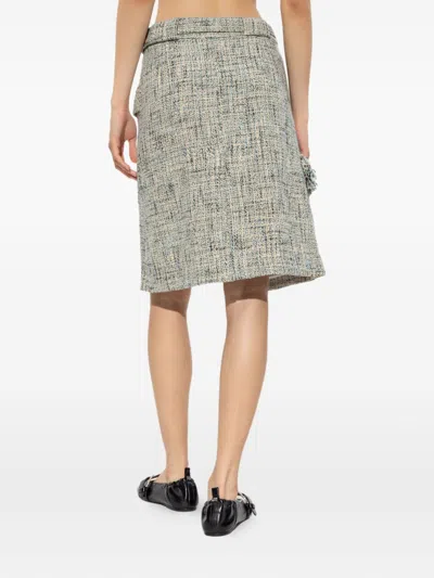 Ganni Women Tweed Midi Skirt In Multi