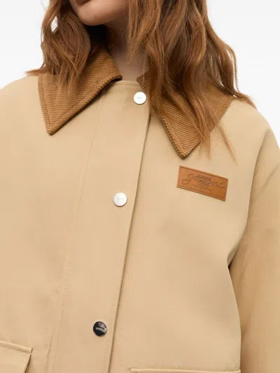 Ganni Corduroy-collar Utility Jacket In Brown