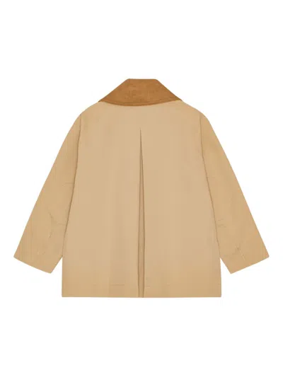 Ganni Corduroy-collar Utility Jacket In Brown