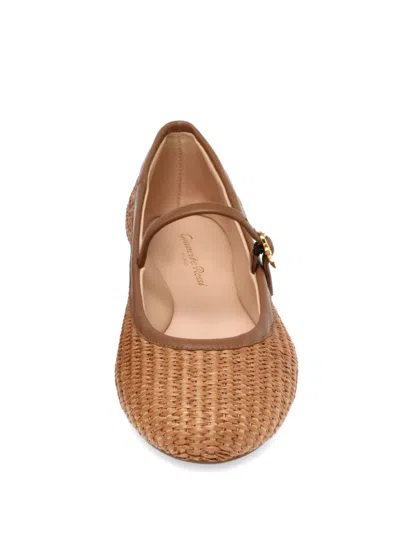 Gianvito Rossi Women Carla Rafia And Leather Ballet Flats