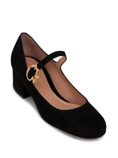 Gianvito Rossi Suede Block-heel Mary Jane Pumps