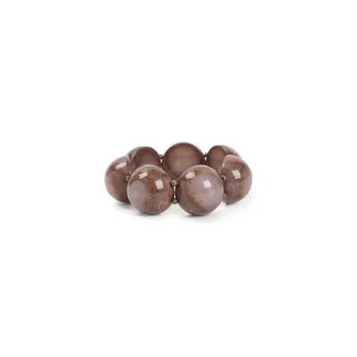 Giorgio Armani Beaded Polyester Elasticated Bracelet Half Sphere In Brown
