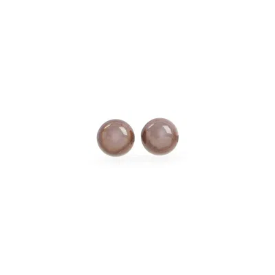 Giorgio Armani Glossy Brass Earrings With Rounded Design In Pink