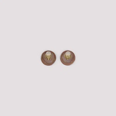 Giorgio Armani Glossy Brass Earrings With Rounded Design In Pink