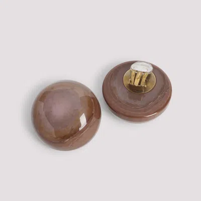 Giorgio Armani Glossy Brass Earrings With Rounded Design In Pink