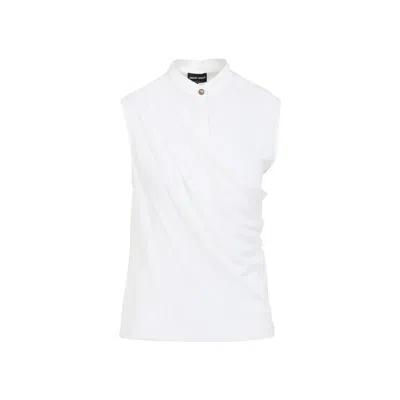 Giorgio Armani Triple-layer Silk Georgette Draped Top In White