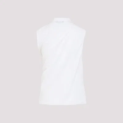 Giorgio Armani Triple-layer Silk Georgette Draped Top In White