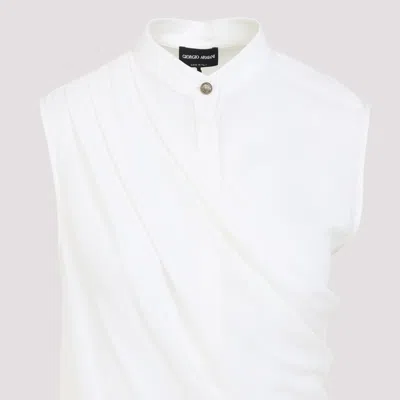 Giorgio Armani Triple-layer Silk Georgette Draped Top In White