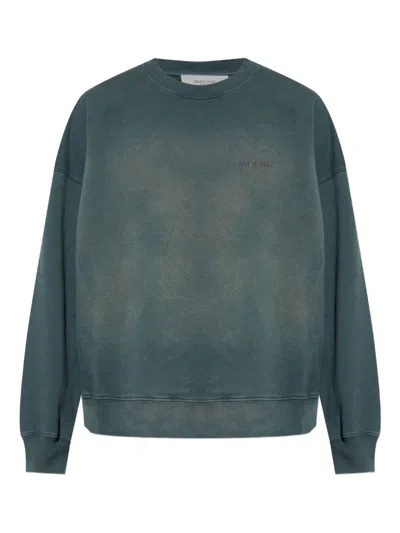 Golden Goose Distressed Faded Black Sweatshirt In Green