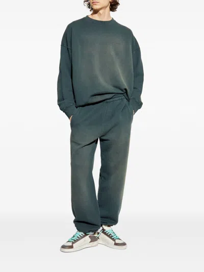 Golden Goose Distressed Faded Black Sweatshirt In Green