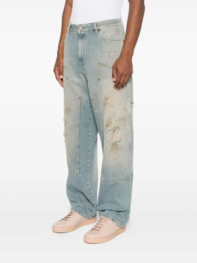 Golden Goose Men Destroyed Denim Cotton Jeans In Blue
