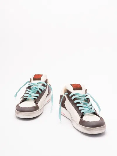 Golden Goose Distressed Leather Sneakers With Two-tone Star Patch In Brown