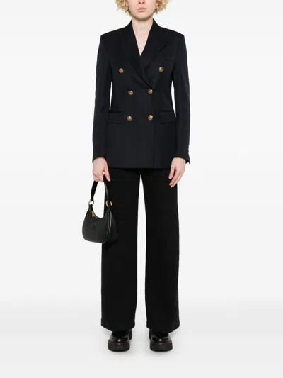 Golden Goose Women Wool Blend Double-breasted Coat In Blue