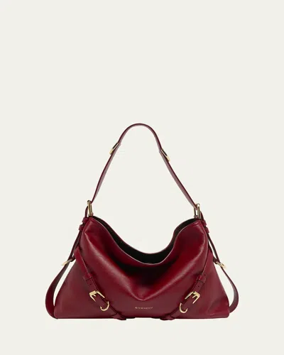 Givenchy Voyou Medium Shoulder Bag In Shiny Leather In Red