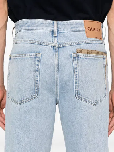 Gucci Men Denim Cotton Jeans In Blue