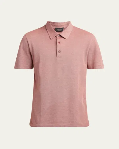 Brioni Men's Jersey Pique Polo Shirt In Pink