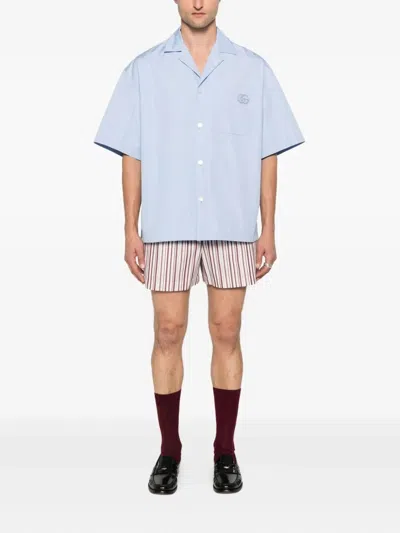 Gucci Men Heavy Cotton Popeline Shirt In Blue