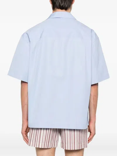 Gucci Men Heavy Cotton Popeline Shirt In Blue