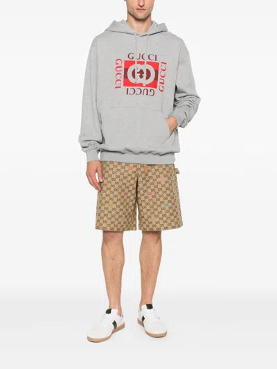 Gucci Logo-print Cotton Hoodie In Gray