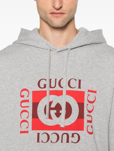 Gucci Logo-print Cotton Hoodie In Gray
