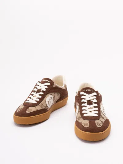Gucci Men G75 Low-top Supreme Gg Fabric And Suede Sneakers In Multi