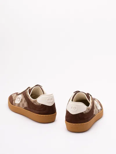 Gucci Men G75 Low-top Supreme Gg Fabric And Suede Sneakers In Multi