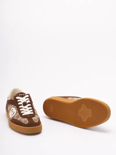 Gucci Men G75 Low-top Supreme Gg Fabric And Suede Sneakers In Multi