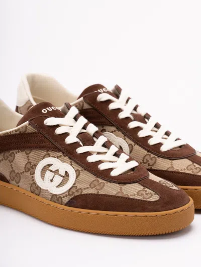 Gucci Men G75 Low-top Supreme Gg Fabric And Suede Sneakers In Multi