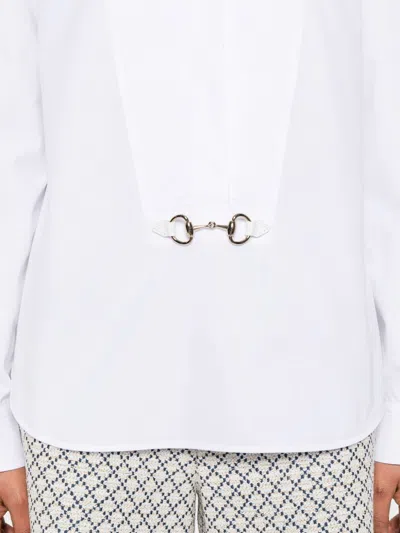 Gucci Women Cotton Popeline Shirt With Iconic Metal Horsebit