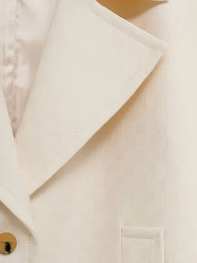 Gucci Wool And Silk Blend Long Coat In Neutral