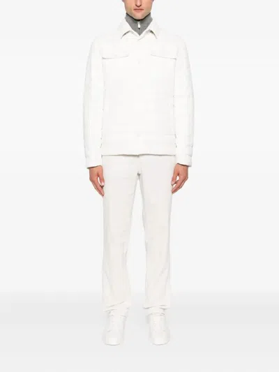 Herno Quilted Flap-pocket Jacket In White