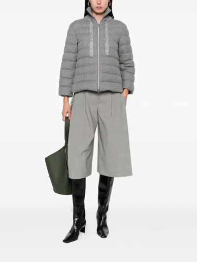 Herno Quilted High Collar Capes Drawstring Detail