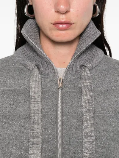 Herno Quilted High Collar Capes Drawstring Detail