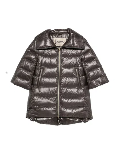 Herno Cleofe Quilted Zip-fastening Coat In Metallic