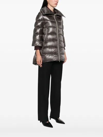 Herno Cleofe Quilted Zip-fastening Coat In Metallic