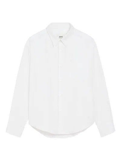 Ami Alexandre Mattiussi Tailored Shirt With Button-down Collar And Front Pocket In White