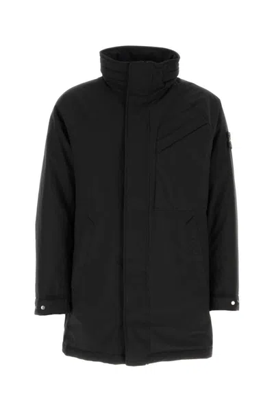 Stone Island Black Stretch Polyester Padded Jacket In Black