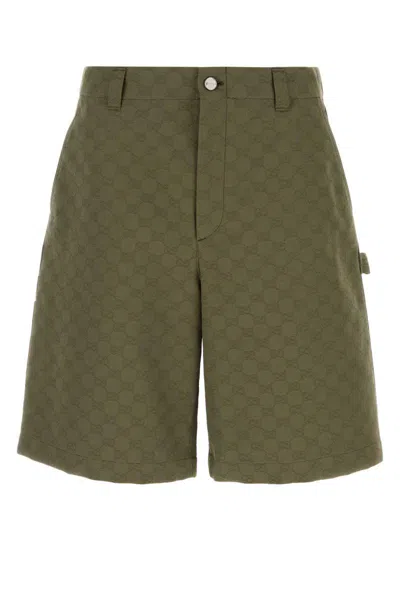 Gucci Gg Fabric Bermuda Shorts In Green