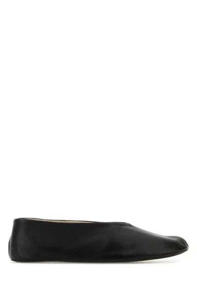 The Row Black Nappa Leather Strella Ballerinas In Black