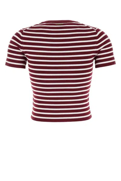 Michael Kors Embroidered Stretch Viscose Blend T-shirt In Burgundy