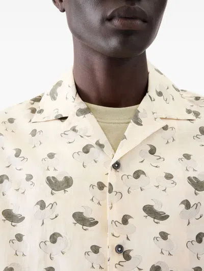 Jacquemus Mens La Chemise Jean Graphic-print Cotton Shirt Duck Light Beige Gr In Multi