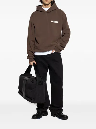 Jacquemus Gros Grain Hooded Sweatshirt In Brown