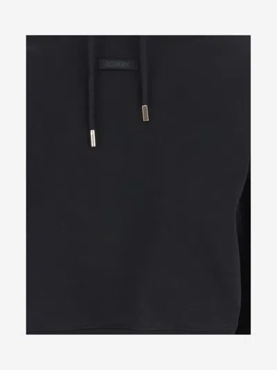 Jacquemus Le Grosgrain Logo Cotton Fleece Crop Hoodie