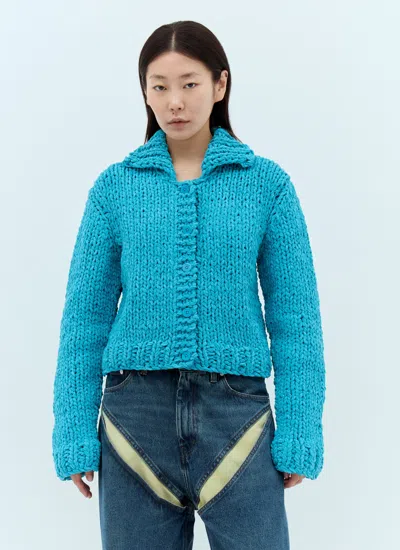 Jw Anderson Women Chenille Cardigan In Blue