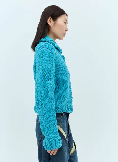 Jw Anderson Women Chenille Cardigan In Blue