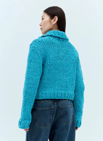 Jw Anderson Women Chenille Cardigan In Blue
