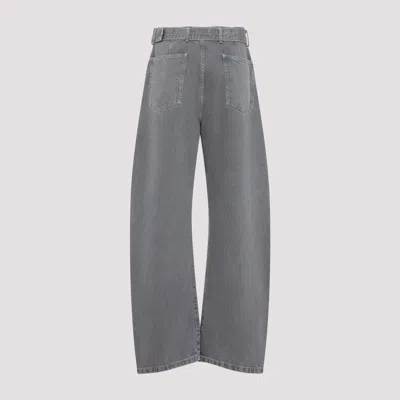Lemaire Grey Twisted Belted Cotton Jeans In Gray